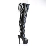 Lakleren veterlaarzen 18 cm ADORE-3017 open teen overknee laarzen high heels met veters