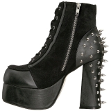 Leatherette 11,5 cm DEMONIA CHARADE-100 goth ankle boots with rivets