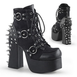 Leatherette 11,5 cm DemoniaCult CHARADE-100 goth ankle boots with rivets