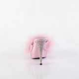 Leatherette 11,5 cm ELEGANT-401F Roze mules high heels with marabou feathers