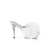 Leatherette 11,5 cm ELEGANT-401F White mules high heels with marabou feathers