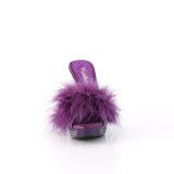 Leatherette 11,5 cm ELEGANT-401F purple mules high heels with marabou feathers