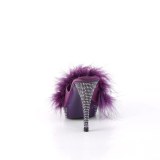 Leatherette 11,5 cm ELEGANT-401F purple mules high heels with marabou feathers