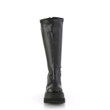 Leatherette 11,5 cm stretch platform boots with wide calf