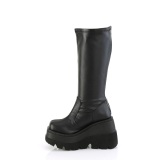 Leatherette 11,5 cm stretch platform boots with wide calf