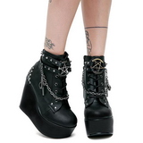 Leatherette 13 cm POISON-101 lolita ankle boots goth wedge platform