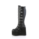 Leatherette 14 cm demonia stretch platform boots with wide calf
