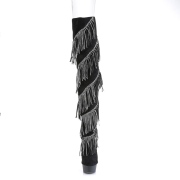 Leatherette 15 cm DELIGHT-3065 Fringe Thigh High Boots