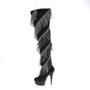 Leatherette 15 cm DELIGHT-3065 Fringe Thigh High Boots