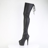 Leatherette 18 cm ADORE-3850 Black overknee boots with laces