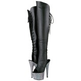 Leatherette 18 cm BEJEWELED-DM-7 Thigh High Boots Rhinestone Platform