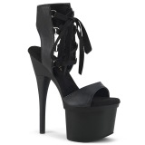 Leatherette 18 cm ESTEEM-700-14 high heels with ankle laces