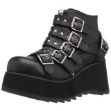 Leatherette 8 cm DEMONIA SCENE-30 goth ankle boots with buckles