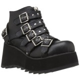 Leatherette 8 cm DEMONIA SCENE-30 goth ankle boots with buckles