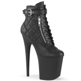 Leatherette platform 20 cm FLAMINGO-800-05 lace up ankle booties in black