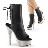 Leatherette rhinestones 15 cm BEJEWELED-1018DM platform ankle boots