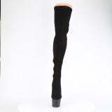 Microfiber 18 cm ADORE-3063 Zwarte overknee laarzen met veters