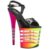 Multicolored Neon 20 cm Pleaser FLAMINGO-809UVLN Platform High Heels