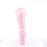 Nepbont blokhak goth 13 cm dames chunky hakken laarzen met plateau roze