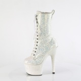 Opaal glitter 18 cm ADORE-1040IG dames hoge hakken enkellaarsjes plateau