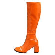 Orange patent boots 7,5 cm GOGO-300 High Heeled Womens Boots for Men
