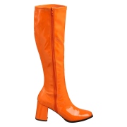 Orange patent boots 7,5 cm GOGO-300 High Heeled Womens Boots for Men