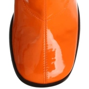 Oranje laklaarzen blokhak 7,5 cm - jaren 70 gogo laarzen hippie disco - lakleer knielaarzen