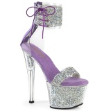 Paarse 18 cm SKY-327RSI pleaser hoge hakken met strass enkel manchet