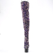 Paarse Pailletten 20 cm ADORE-3020 pole dance overknee laarzen met hak