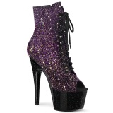 Paarse glitter 18 cm ADORE-1021OMBG paaldans enkellaarsjes met hoge hakken