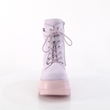 Paarse suede 11,5 cm SHAKER-52 demonia sleehakken boots met plateau
