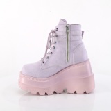Paarse suede 11,5 cm SHAKER-52 demonia sleehakken boots met plateau
