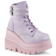 Paarse suede 11,5 cm SHAKER-52 demoniacult sleehakken boots met plateau