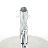 Pailletten zilver 18 cm ADORE-1020SQ pole dance enkellaarzen met hak