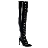Patent 10 cm thigh high stretch overknee boots with wide calf