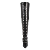 Patent 13 cm DOMINA thigh high stretch overknee boots with wide calf