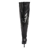 Patent 13 cm DOMINA thigh high stretch overknee boots with wide calf