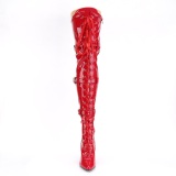 Patent 13 cm SEDUCE-3028 Red overknee boots with laces