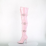 Patent 13 cm SEDUCE-3028 Roze overknee boots with laces