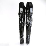 Patent 13 cm SEDUCE-3080 thigh high boots for mens and drag queens in black