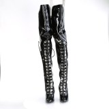 Patent 13 cm SEDUCE-3082 thigh high boots for mens and drag queens in black