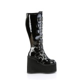 Patent 14 cm demonia stretch platform boots with wide calf