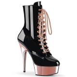 Patent 15,5 cm DELIGHT-1020 Rose Chrome Platform Ankle Calf Boots