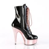 Patent 15,5 cm DELIGHT-1020 Rose Chrome Platform Ankle Calf Boots