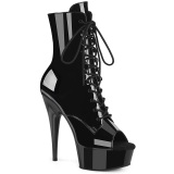 Patent 15 cm DELIGHT-1021 Exotic platform peep toe ankle boots black