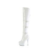 Patent 15 cm DELIGHT-3018 high heeled thigh high boots with buckles white