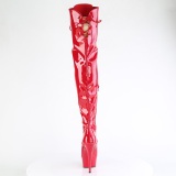 Patent 15 cm DELIGHT-3022 Red overknee boots with laces