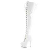 Patent 15 cm DELIGHT-3022 white overknee boots with laces