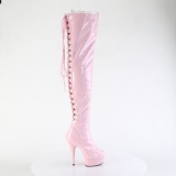 Patent 15 cm DELIGHT-3063 Roze overknee boots with laces