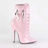 Patent 15 cm DOMINA-1023 Roze ankle boots high heels